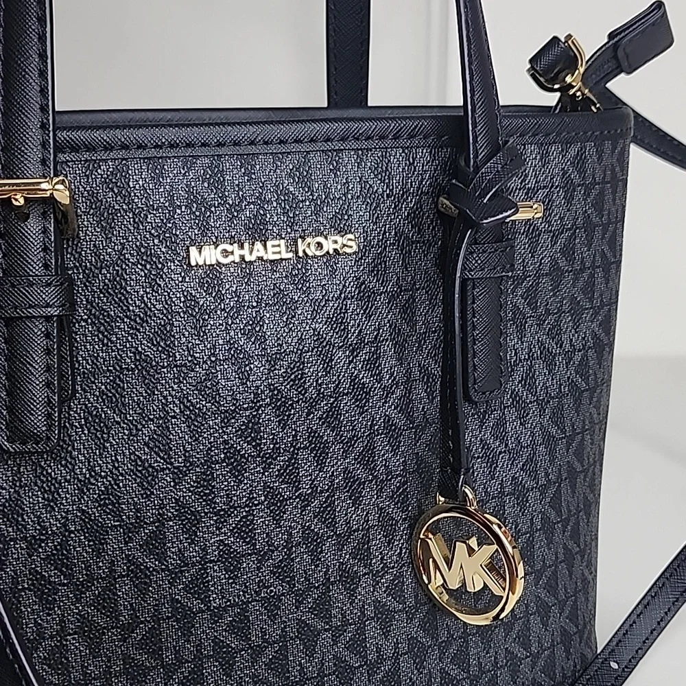 Michael Kors Jet Set Travel Extra-Small Logo Top-Zip Tote Bag - Picture 7 of 15